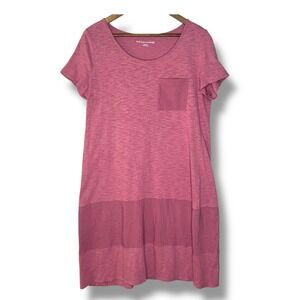 Soft Surroundings Dress M Linen Blend Pink Winnie Patch Pocket Midi Beach Comfy